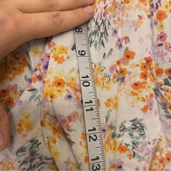 H&M Linen viscose Blend Pull On Shorts hi rise micro floral print pockets size M - Picture 6 of 12